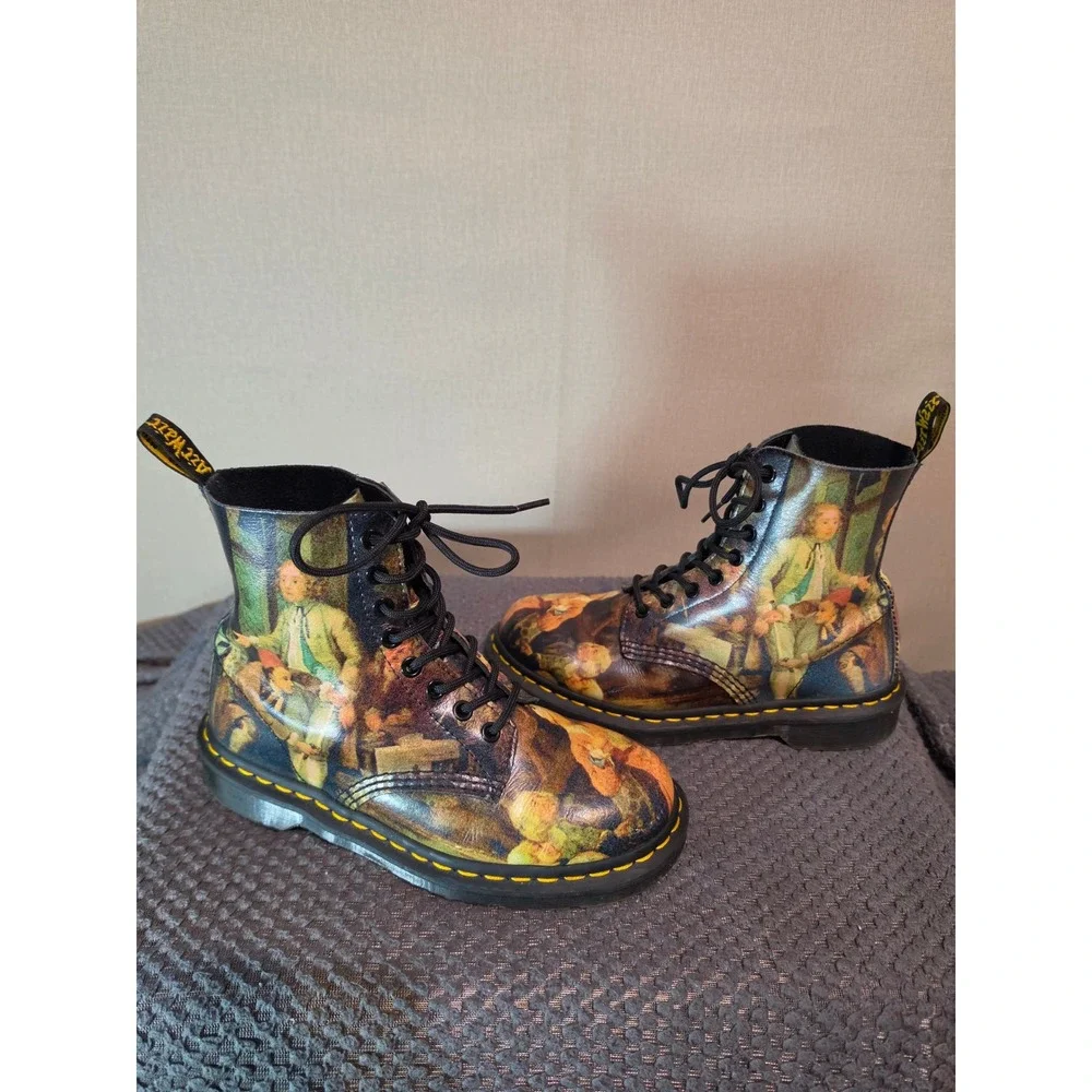 Dr. Martens 1460 Pascal Hogarth Renaissance Print Boots Mens 6 Ladies 7 Multi